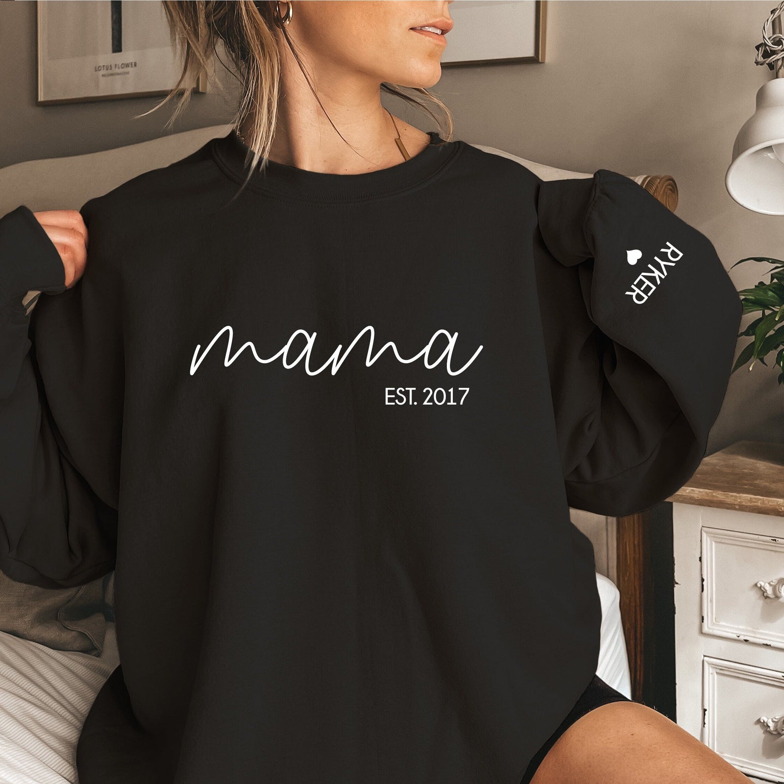 personalised mum sweatshirt Australia mama est year jumper black