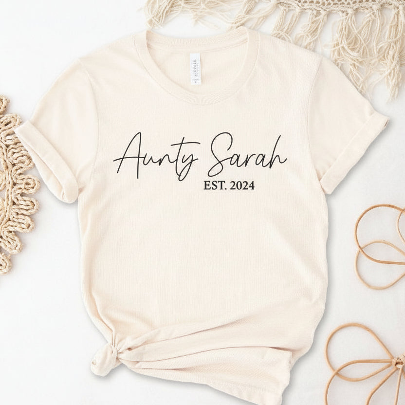 Aunty With Personalised Name &amp; Est Year MORE COLOURS &amp; STYLES