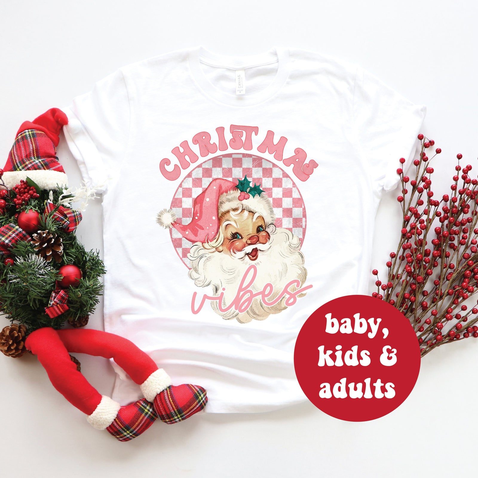 *MORE COLOURS AVAILABLE* Christmas Vibes T-Shirt Pink