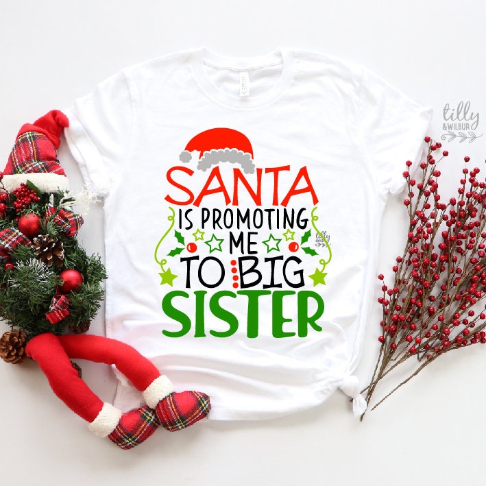 *MORE COLOURS AVAILABLE* Christmas Big Sister Pregnancy Announcement T-Shirt