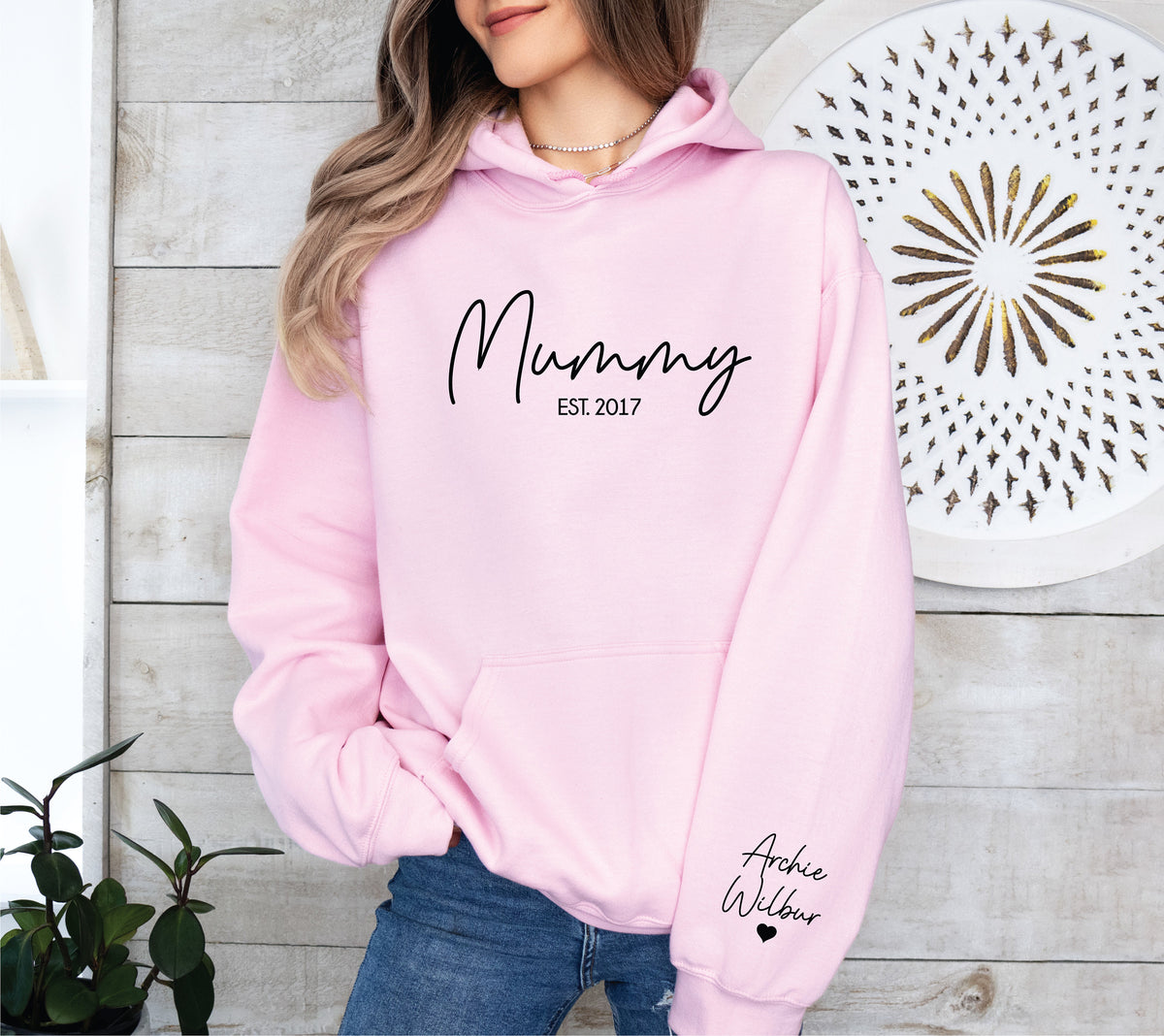 Mummy Hoodie With Name On Sleeve, Mama Est Sweatshirt, Mothers Day Gift, Personalised Mum Gift, Mum Life Jumper, New Mum Hoody, Custom Mama