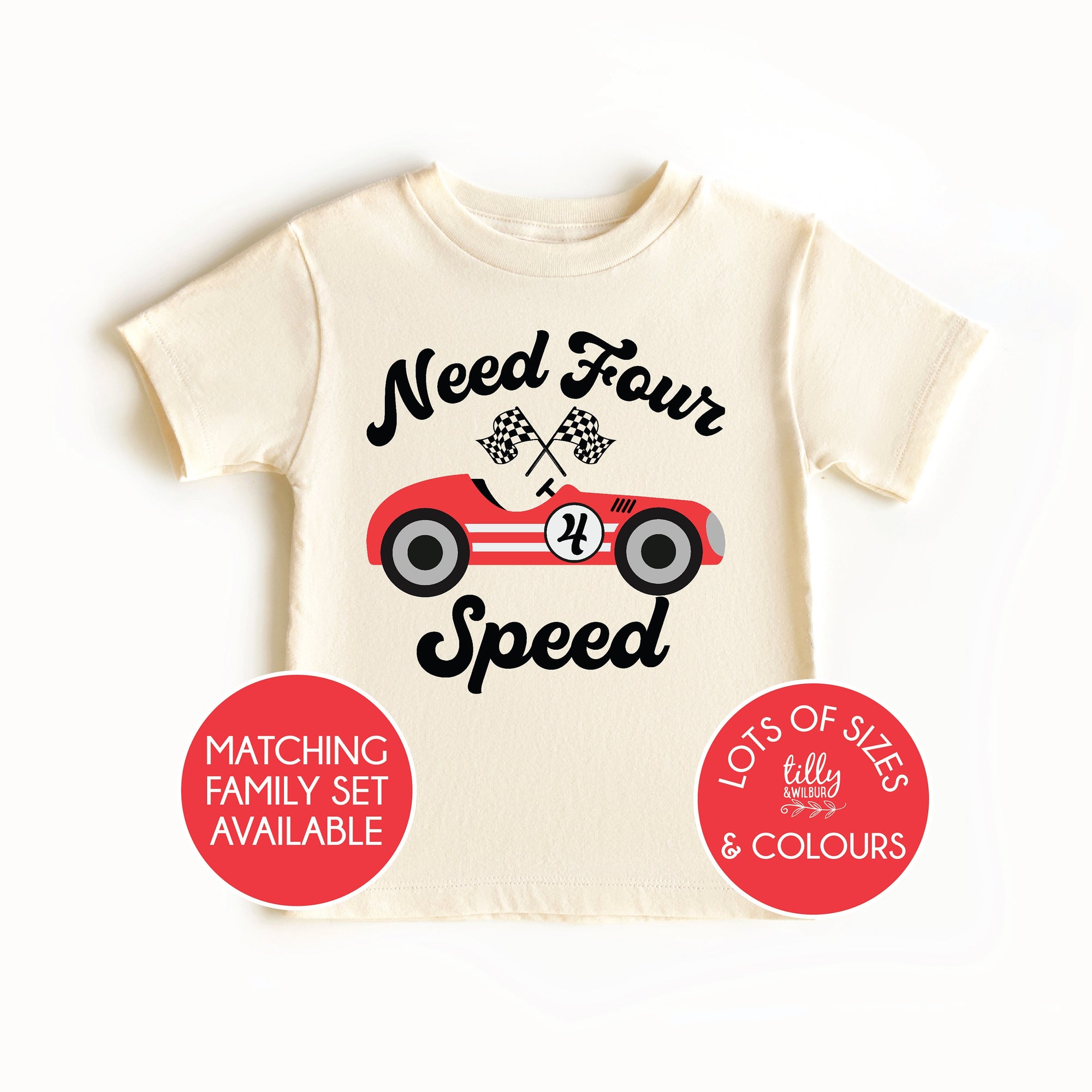 Need Four Speed T-Shirt, Need 4 Speed T-Shirt, Personalised 4th Birthday T-Shirt, Racing Car Birthday, Motorbike Birthday, Pit Crew Matching