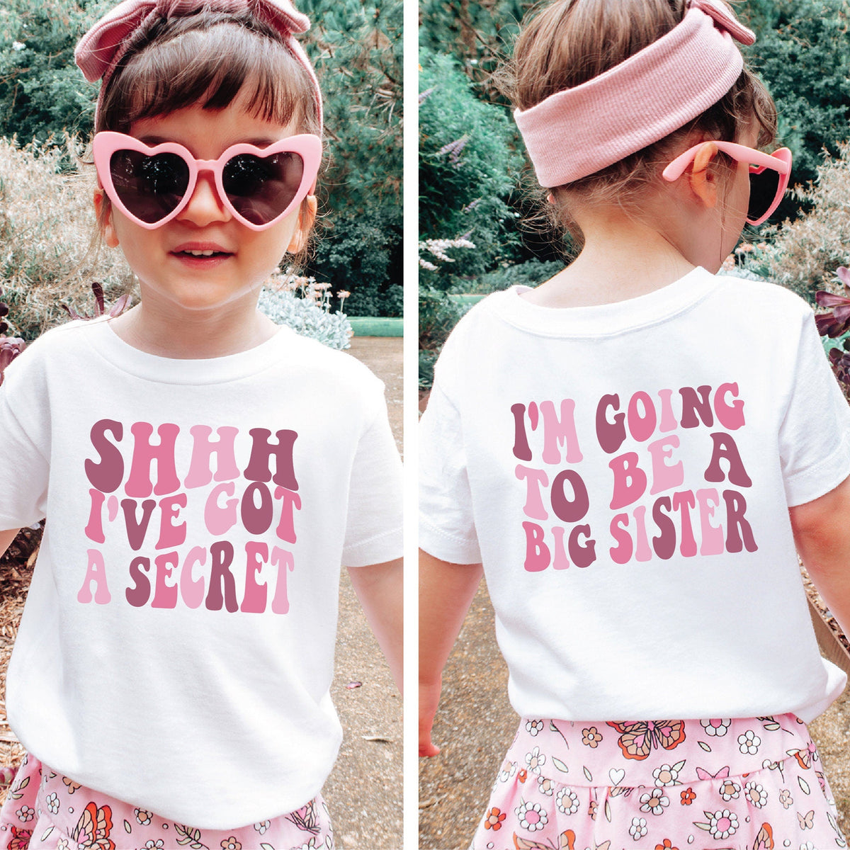 Big Sister T-Shirt, I've Got A Secret, I'm Going To Be A Big Sister T-Shirt, Front And Back Design, Pregnancy Announcement, Big Sis T-Shirt