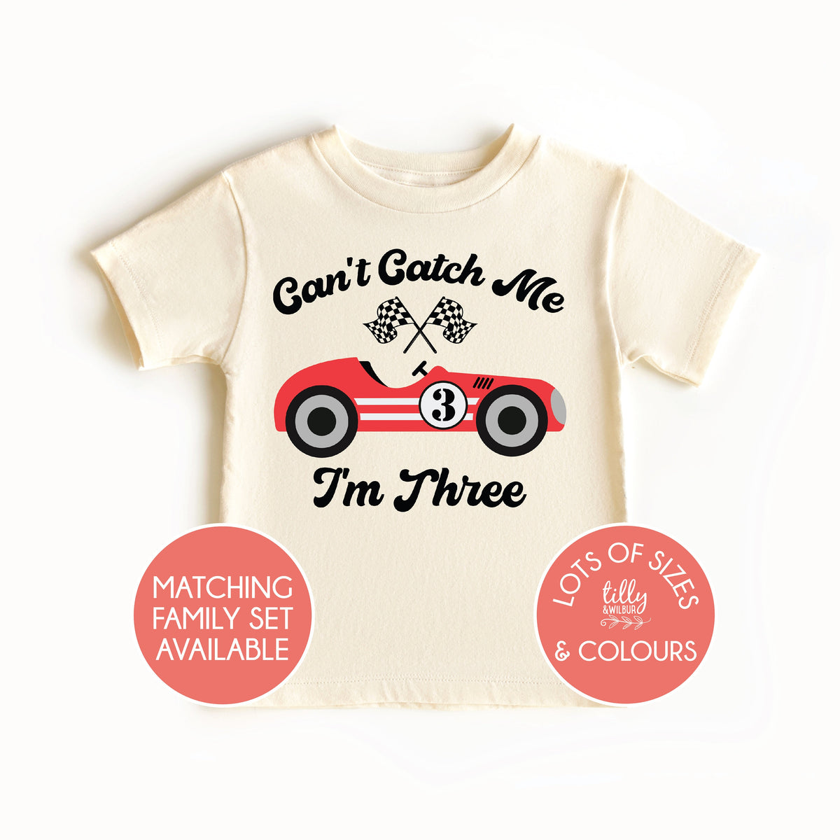 Can&#39;t Catch Me I&#39;m Three T-Shirt, Three Birthday T-Shirt, 3rd Birthday T-Shirt, Third Birthday, Three Birthday Gift, 3 Birthday T-Shirt