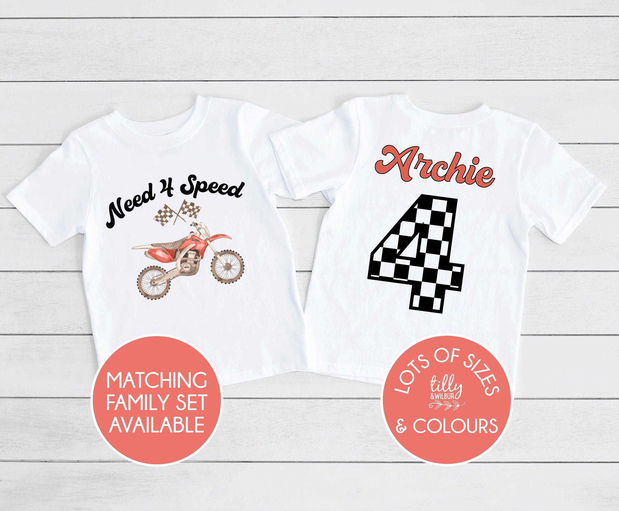 Need Four Speed T-Shirt, Need 4 Speed T-Shirt, Personalised 4th Birthday T-Shirt, Racing Car Birthday, Motorbike Birthday, Pit Crew Matching