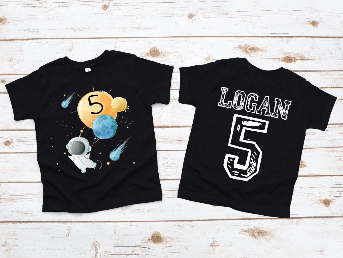 Personalised Space Birthday T-Shirt, Add Your Name And Age, Space T-Shirt, Space Theme Party, Spaceship Birthday T-Shirt, Astronaut T-Shirt