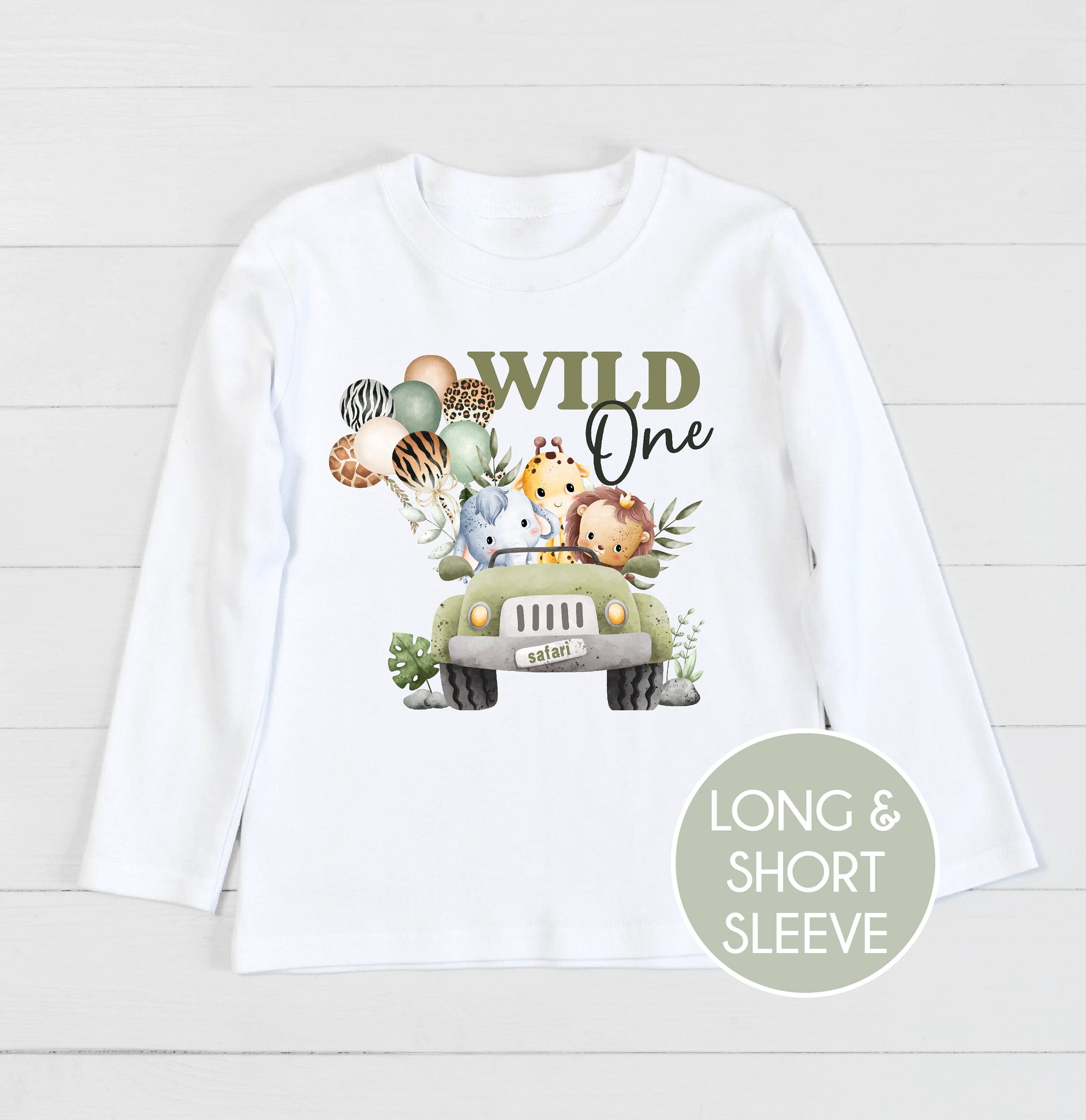 Wild One Safari First Birthday T-Shirt, Safari Baby Birthday Gift, 1st Birthday T-Shirt, 1st Birthday Baby Outfit, Jungle Animal Theme