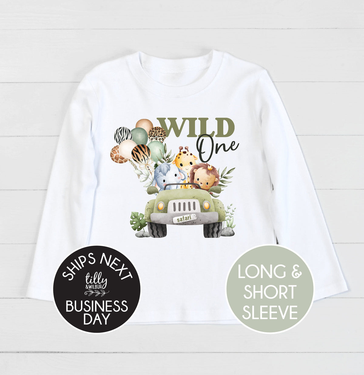 Wild One Safari First Birthday T-Shirt, Safari Baby Birthday Gift, 1st Birthday T-Shirt, 1st Birthday Baby Outfit, Jungle Animal Theme