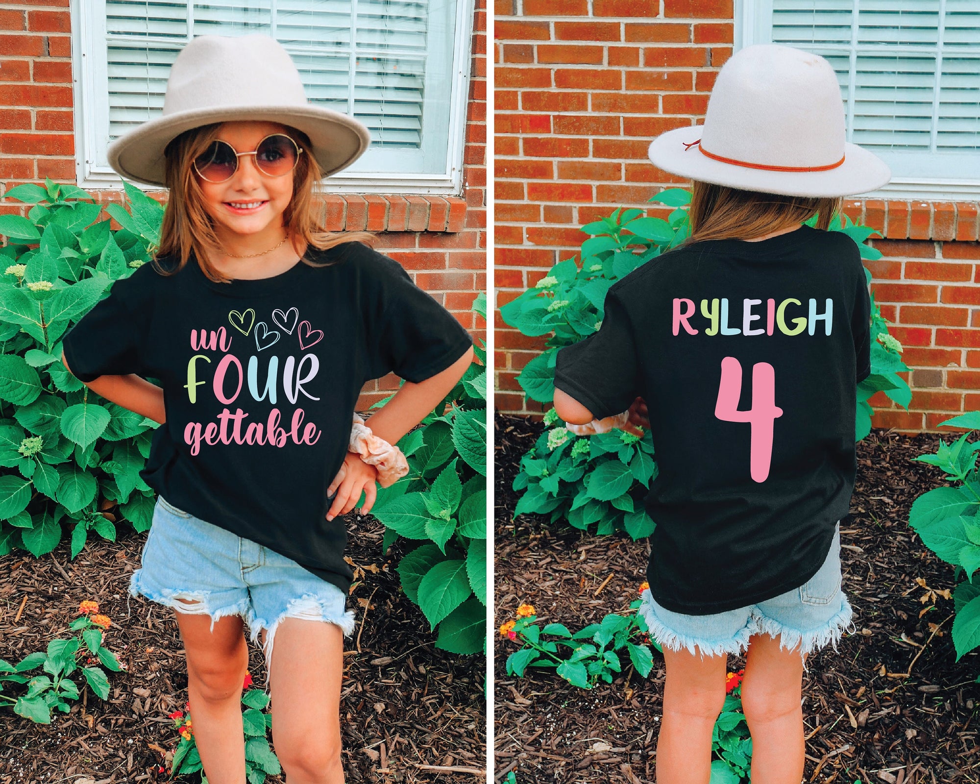 Unfourgettable T-Shirt, Four Year Birthday T-Shirt, 4th Birthday, Fourth Birthday Outfit Girl, 4th Birthday, I Am Four Girl, Birthday Girl