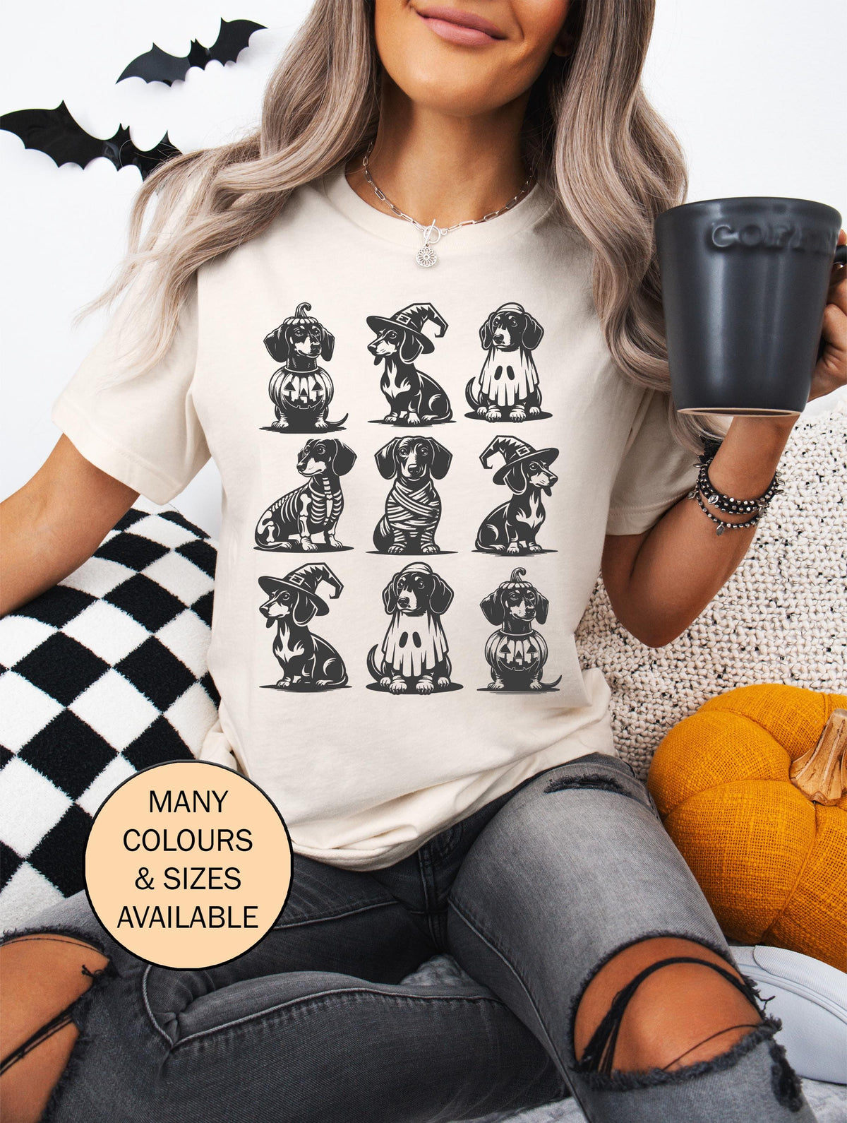 Dachshund T-Shirt, Halloween T-Shirt, Dachshund Halloween Costume, Funny Halloween Shirt, Trick Or Treat, Skeleton Dachshund T-Shirt