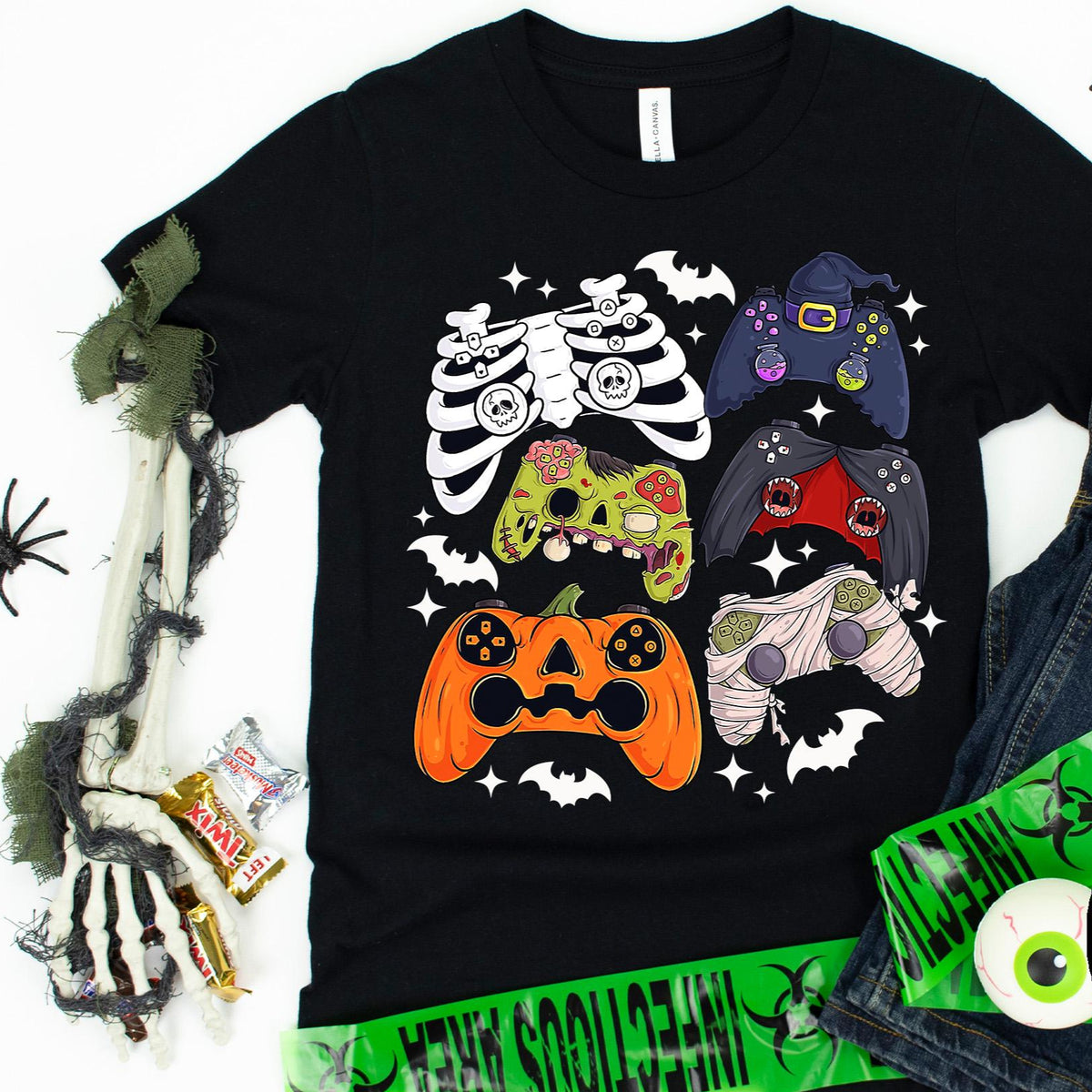 Spooky Controller T-shirt, Spooky Gamer T-shirt, Game T-shirt, Ghost T-shirt, Halloween T-shirt, Pumpkin T-shirt, Monster Controller T-Shirt