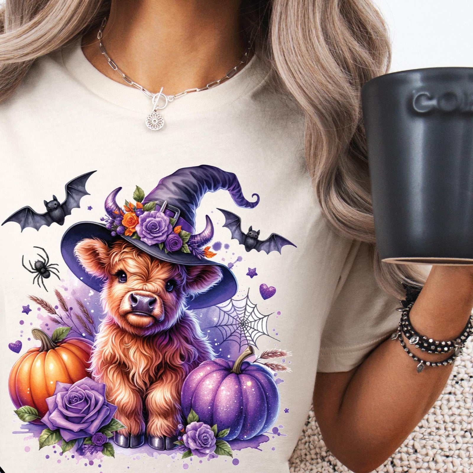 Highland Cow T-shirt, Cow Halloween T-shirt, highland Cow T-shirt, Farm Halloween T-shirt, Halloween T-shirt, Cute Cow T-shirt, Moo Crew Tee