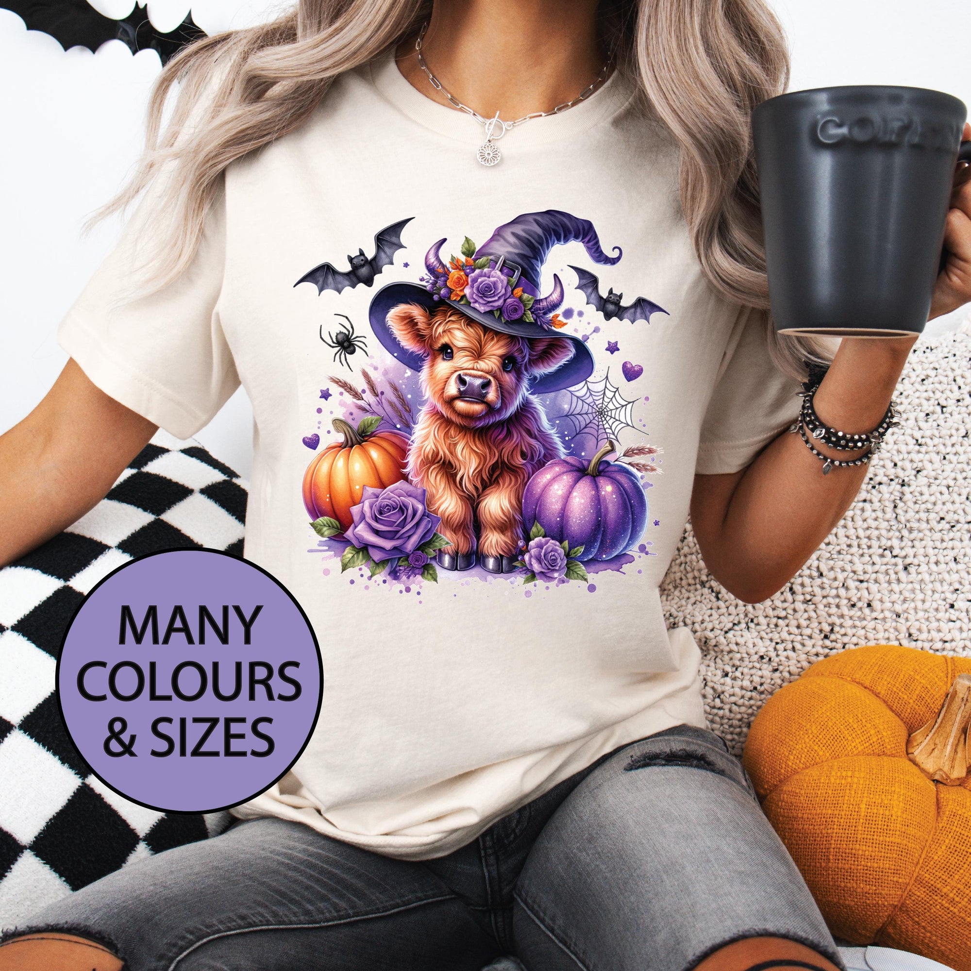 Highland Cow T-shirt, Cow Halloween T-shirt, highland Cow T-shirt, Farm Halloween T-shirt, Halloween T-shirt, Cute Cow T-shirt, Moo Crew Tee