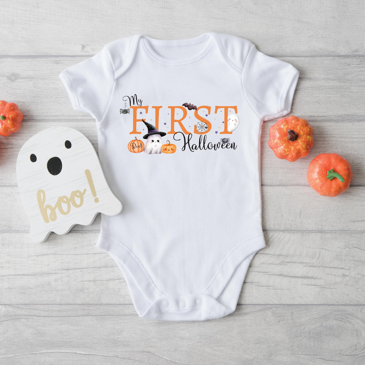 My First Halloween Baby Bodysuit, Baby Halloween Outfit, Pumpkin, Witches Hat, My 1st Halloween For Girls Or Boys, Halloween Shirt