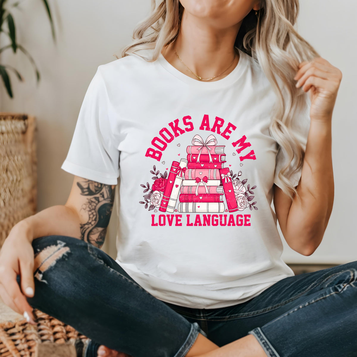 Books Are My Love Language T-Shirt, Book T-Shirt, Valentine&#39;s Day T-Shirt, Love Language T-Shirt, Valentine&#39;s Books T-Shirt, Coquette TShirt