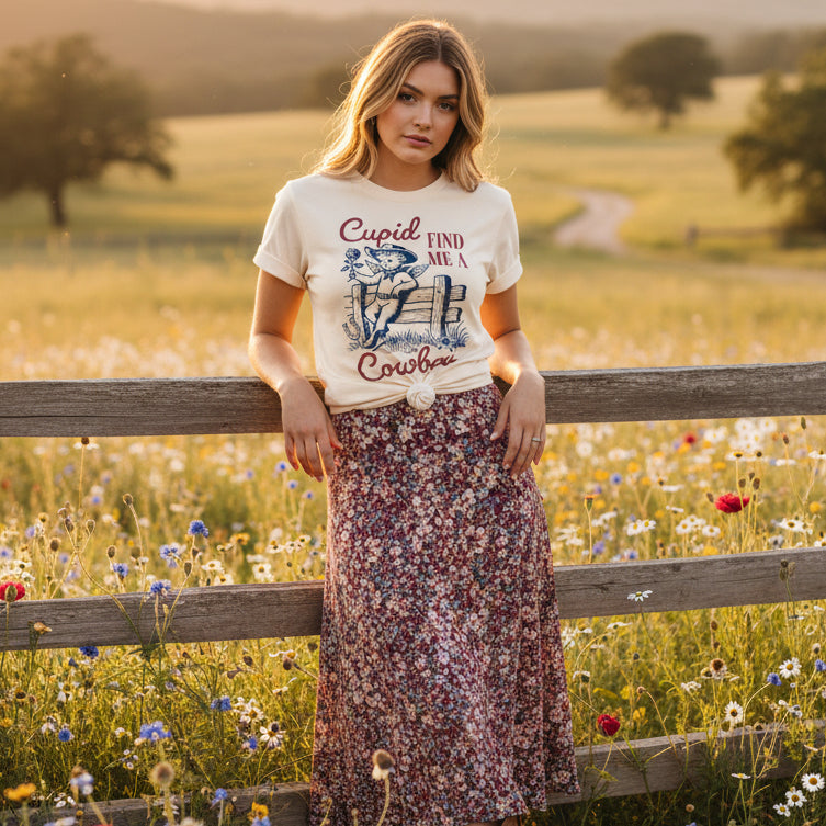 Cupid Find Me A Cowboy T-Shirt, Valentine's Day T-Shirt, Cupid Valentine's T-Shirt, Cowboy T-Shirt, Funny Valentine's TShirt, Cute Cupid Tee