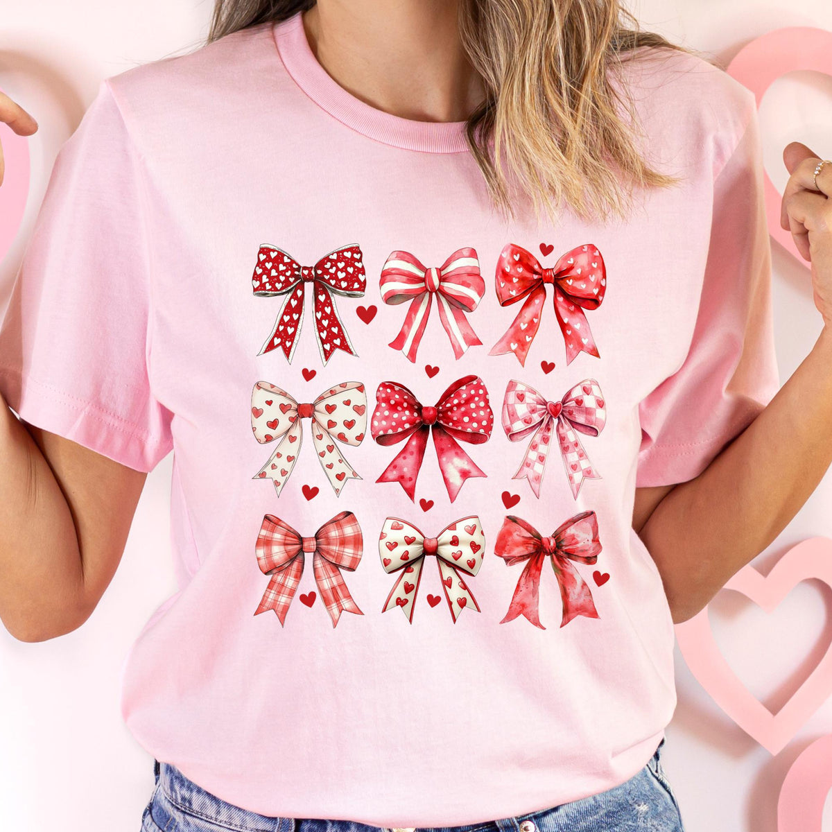 Pretty Bow Coquette T-Shirt, Valentine&#39;s Day T-Shirt, Valentine&#39;s Bows T-Shirt, Pretty Bow T-Shirt, Coquette T-Shirt