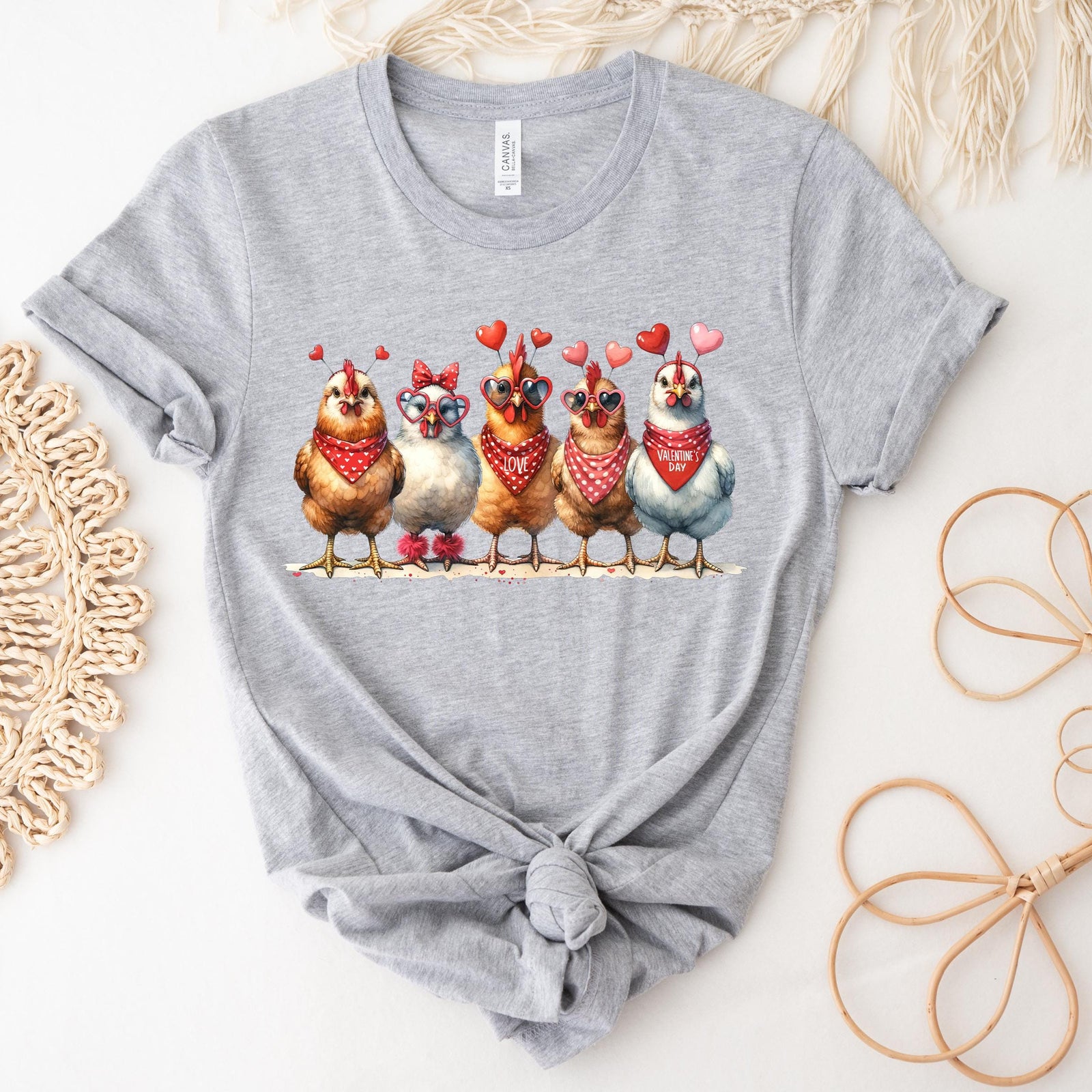 Valentine's Chicken's T-Shirt, Valentine's Day T-Shirt, Chicken T-Shirt, Fancy Chicken T-Shirt, Coquette T-Shirt, Funny Chicken's T-Shirt