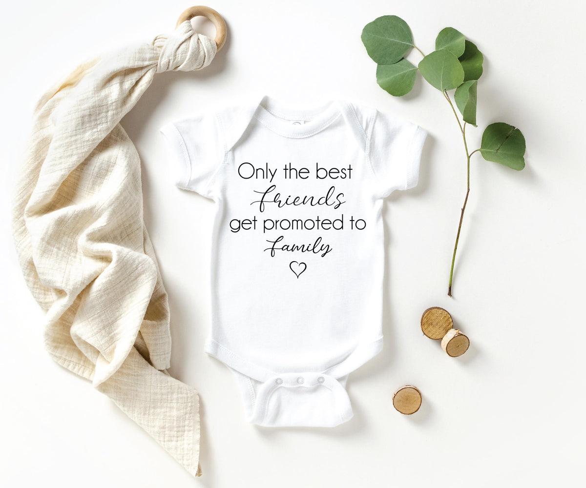 Only The Best Friends Get Promoted to Family Bodysuit, BFF Pregnancy Announcement Bodysuit, Baby Reveal, Pregnancy Announcement To Parents