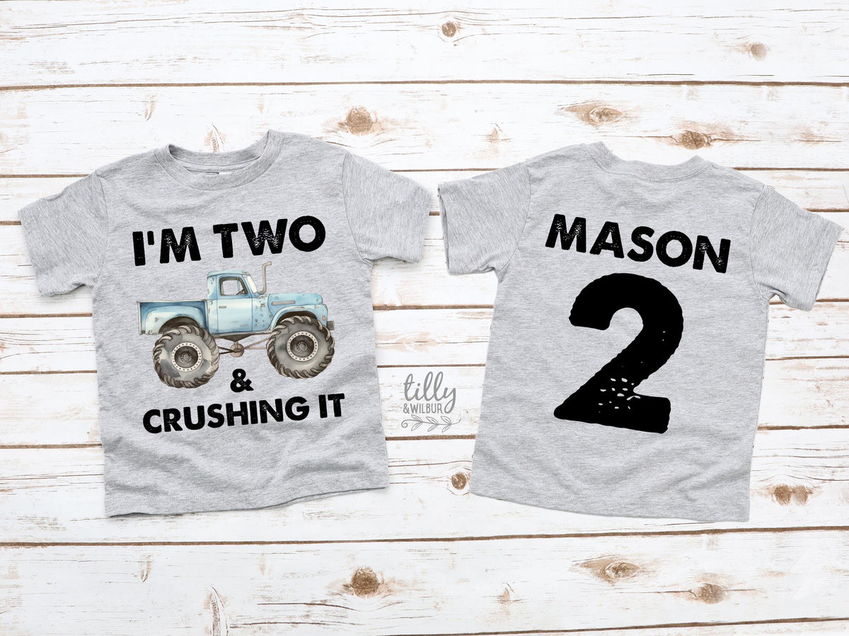 Crushing It T-Shirt, Custom Name And Age, More Colours, Crushing It Birthday T-Shirt, Monster Truck Theme Birthday Party, Birthday T-Shirt