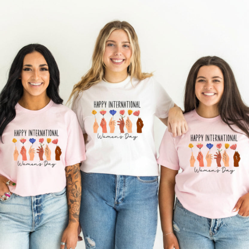 International Women's Day t-shirt, Accelerate Action, Women's Day, International Women's Day 2025, Fashion Women's Floral T-Shirt