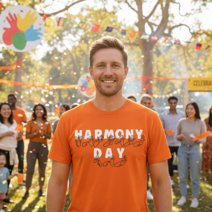 AUSLAN Harmony Day T-Shirt, Harmony Day - 21st March, Orange Harmony Day T-Shirt, Everyone Belongs, School T-Shirt, Australian Sign Language