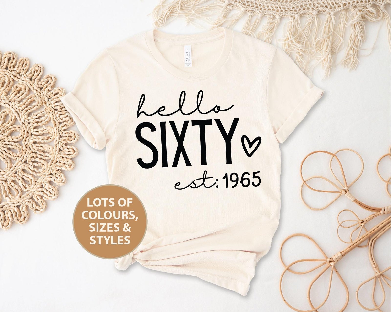 Hello Sixty With Personalised Year (MORE COLOURS & STYLES)