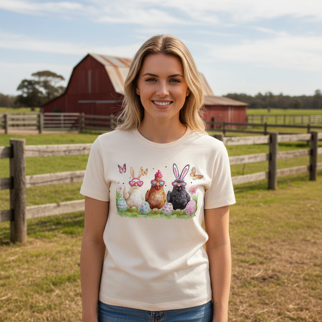 Easter Chickens T-Shirt, Easter Bunny Chickens T-Shirt, Easter Gift, Easter T-Shirt, Funny Easter T-Shirt, Easter Egg Hunt T-Shirt