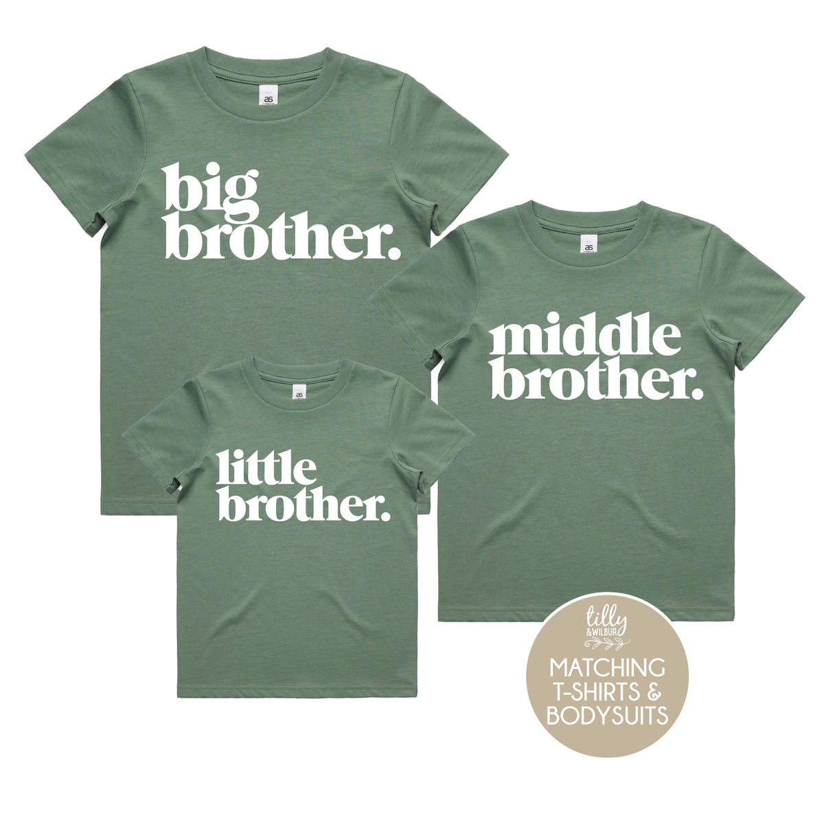 Big Brother Shirt, Middle Brother Tee, Little Brother T-Shirt, Matching Sibling Outfits, Brother Gifts, Big Middle Little, Brother Gift Set