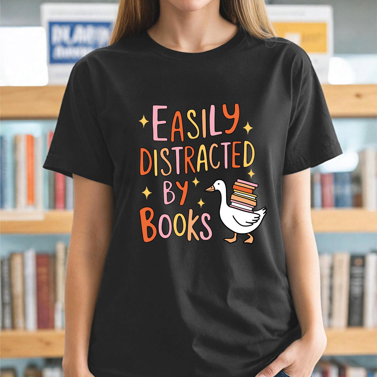 Easily Distracted By Books T-Shirt, Book Week T-Shirt, Book Lover T-Shirt, Book Gift, Reading T-Shirt, Librarian T-Shirt, Teacher Book Week