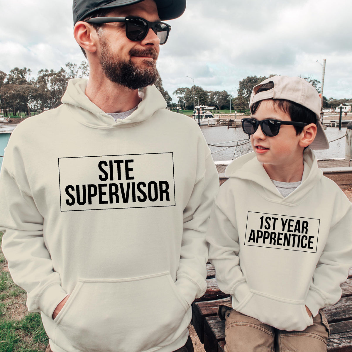 Site Supervisor &amp; 1st Year Apprentice Hoody, Father Son Matching Hoodies, Matching Family Jumpers, Matching Father Son, Father's Day Gift