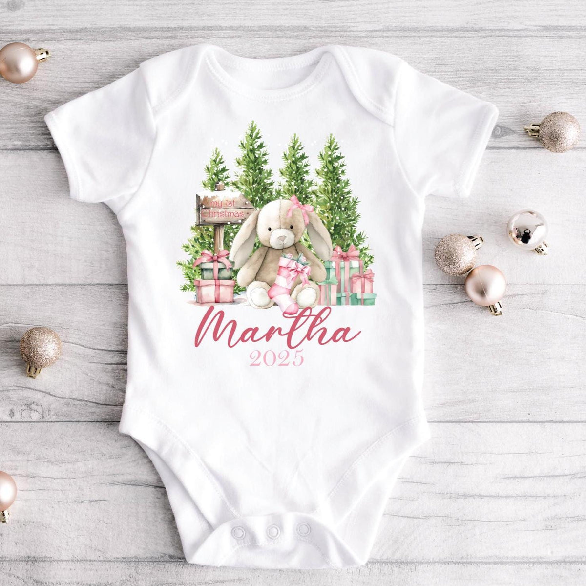 Baby's First Christmas Outfit, Personalised 1st Christmas Bodysuit