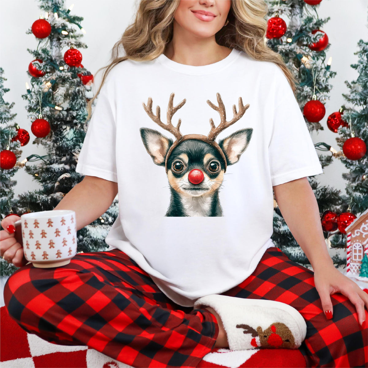 Chihuahua T-Shirt, Chihuahua Christmas Shirt, Funny Dog Lover Tee, Rudolph Dog Xmas Gift