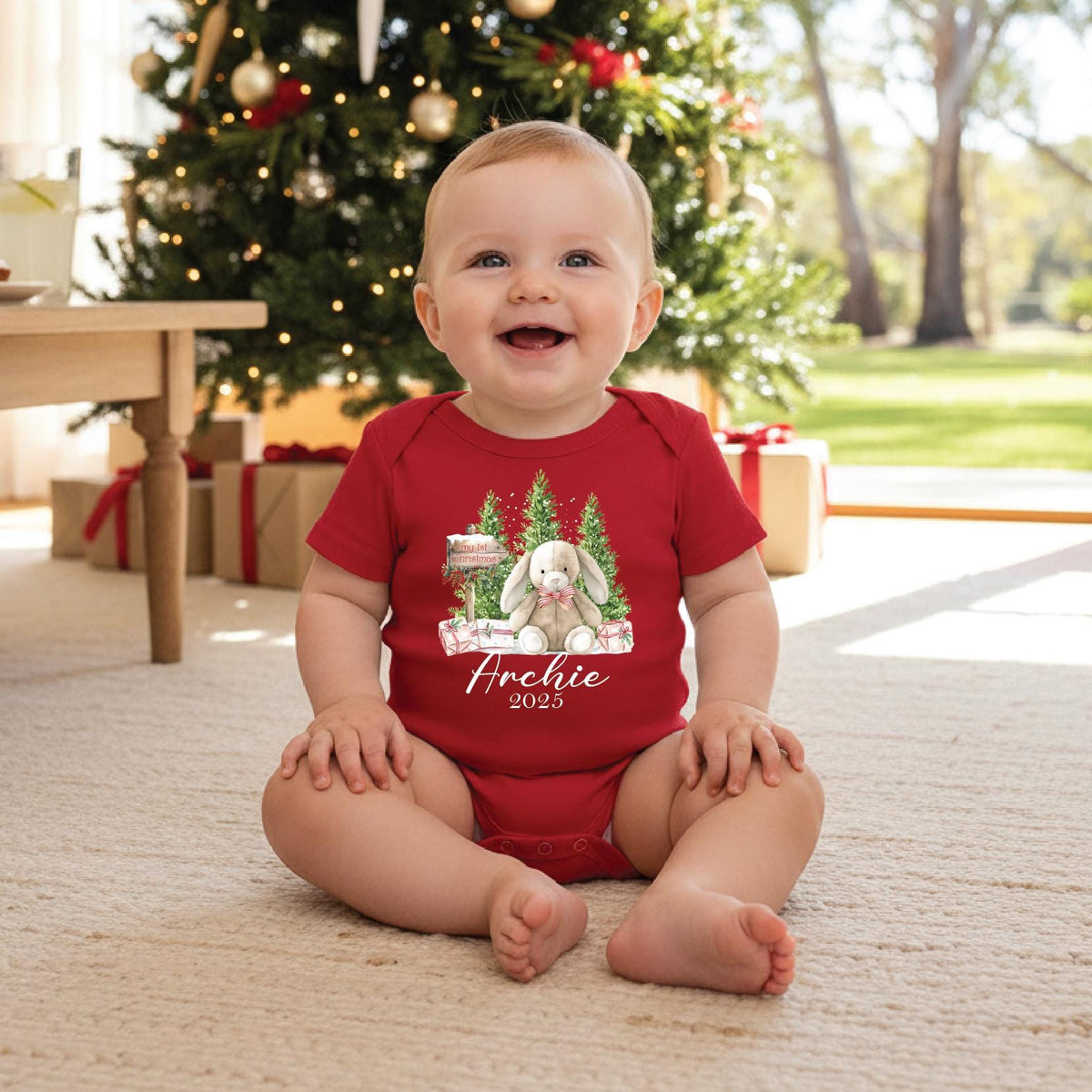 Baby's First Christmas Outfit, Personalised 1st Christmas Bodysuit