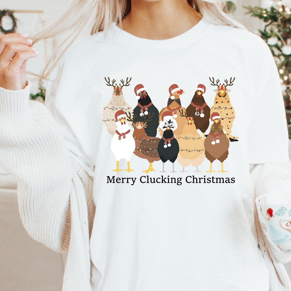 Christmas Chickens T-Shirt, Merry Clucking Christmas