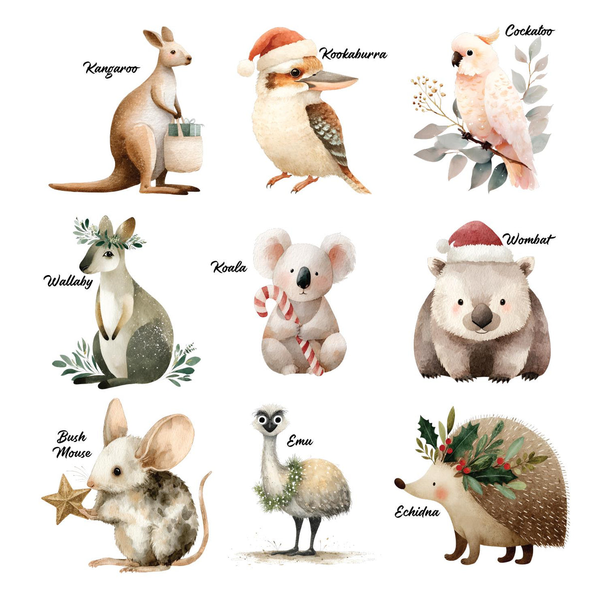 Personalised First Christmas Baby Bodysuit | Koala, Kookaburra, Emu, Wombat Design | Australian Animals 1st Christmas Bodysuit