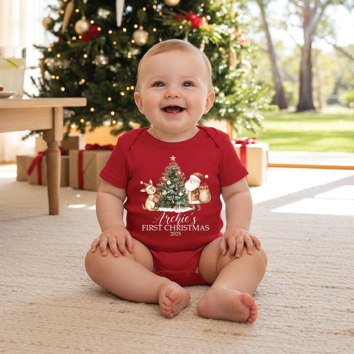 Personalised 1st Christmas Bodysuit, First Xmas Baby Gift, Custom Christmas Romper