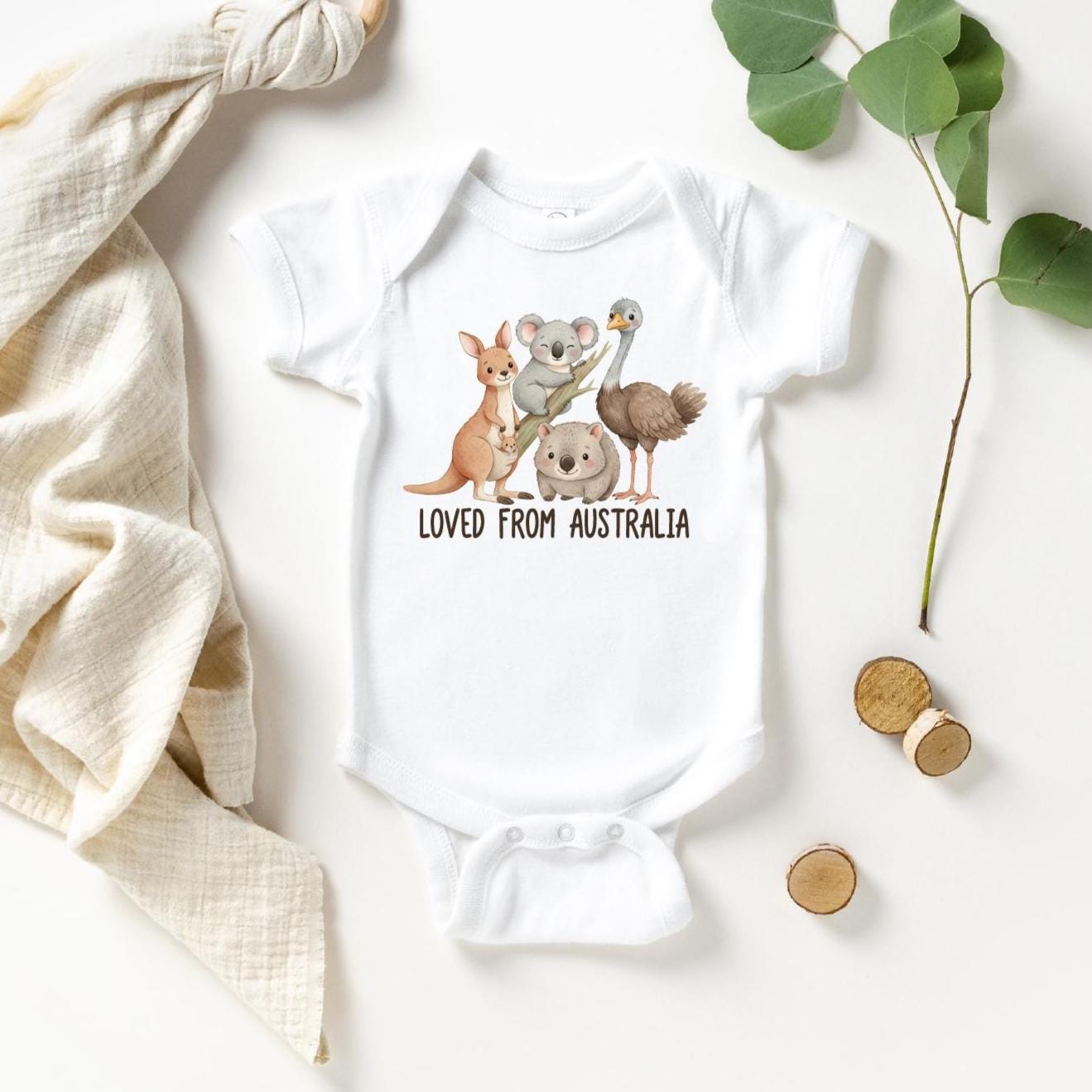 Loved From Australia, Short Or Long Sleeve Bodysuit Or T-Shirt, Australian Baby Gift