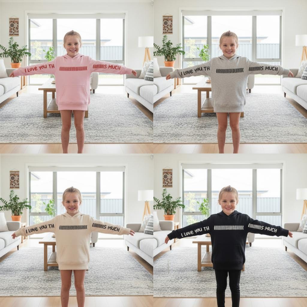 Australian Exclusive: I Love You This Much Hoodie, More Colours, Mother's Day Hoodie, Father's Day Hoodie, Sleeve Print