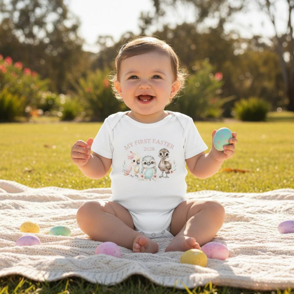My First Easter Bodysuit With Custom Year | More Colours | Australian Native Baby Onesie | Cute Aussie Animals Easter Outfit