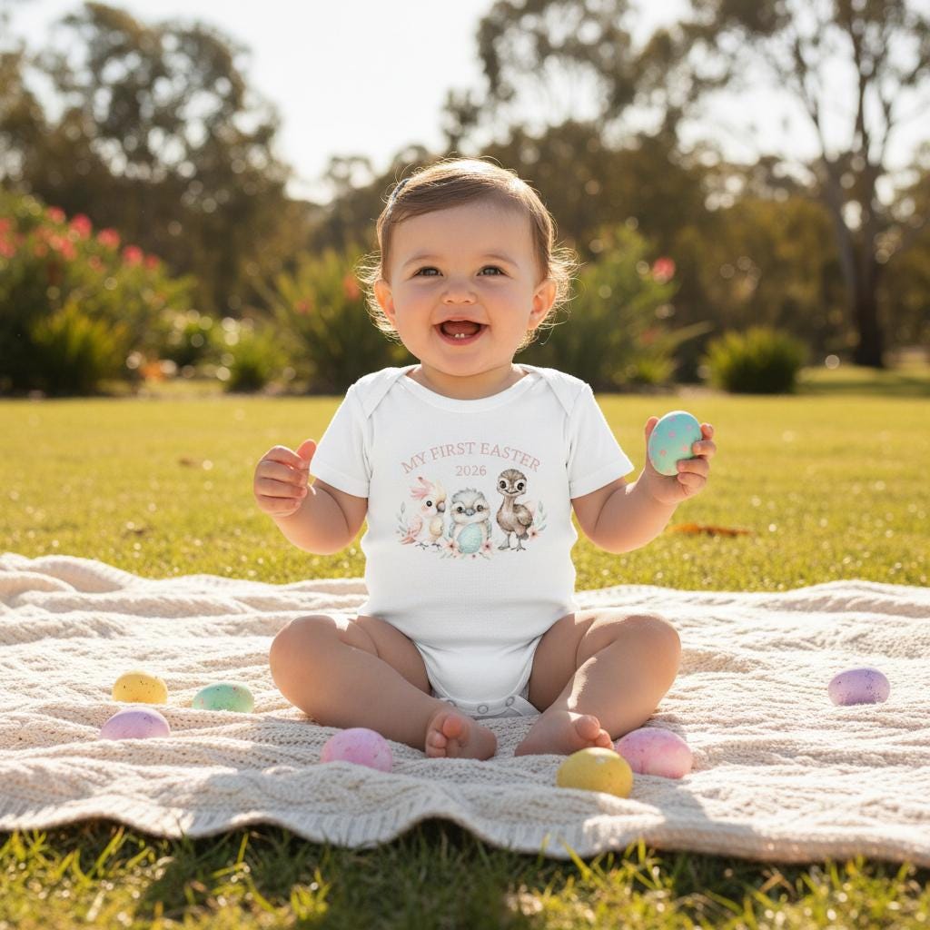 My First Easter Bodysuit With Custom Year | More Colours | Australian Native Baby Onesie | Cute Aussie Animals Easter Outfit