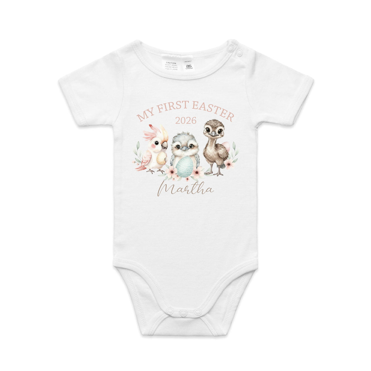 My First Easter Bodysuit With Custom Name &amp; Year | More Colours | Australian Native Baby Onesie | Cute Aussie Animals Easter Outfit