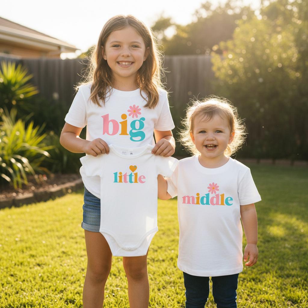 Big Middle Little Matching Set, Big Sister Middle Sister Little Sister Set, Bug Cousin Middle Cousin Little Cousin Set