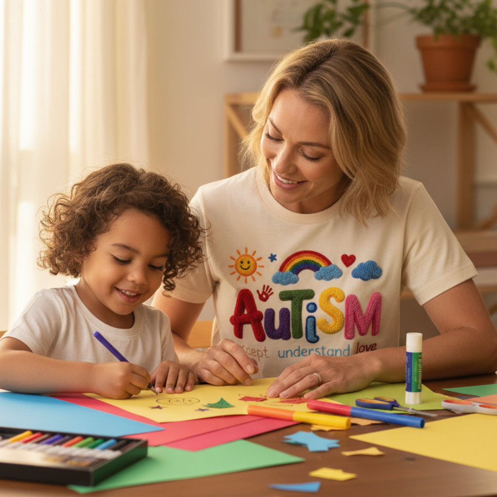 Autism Awareness Shirt Faux Embroidery Rainbow Neurodiversity Tee All Sizes