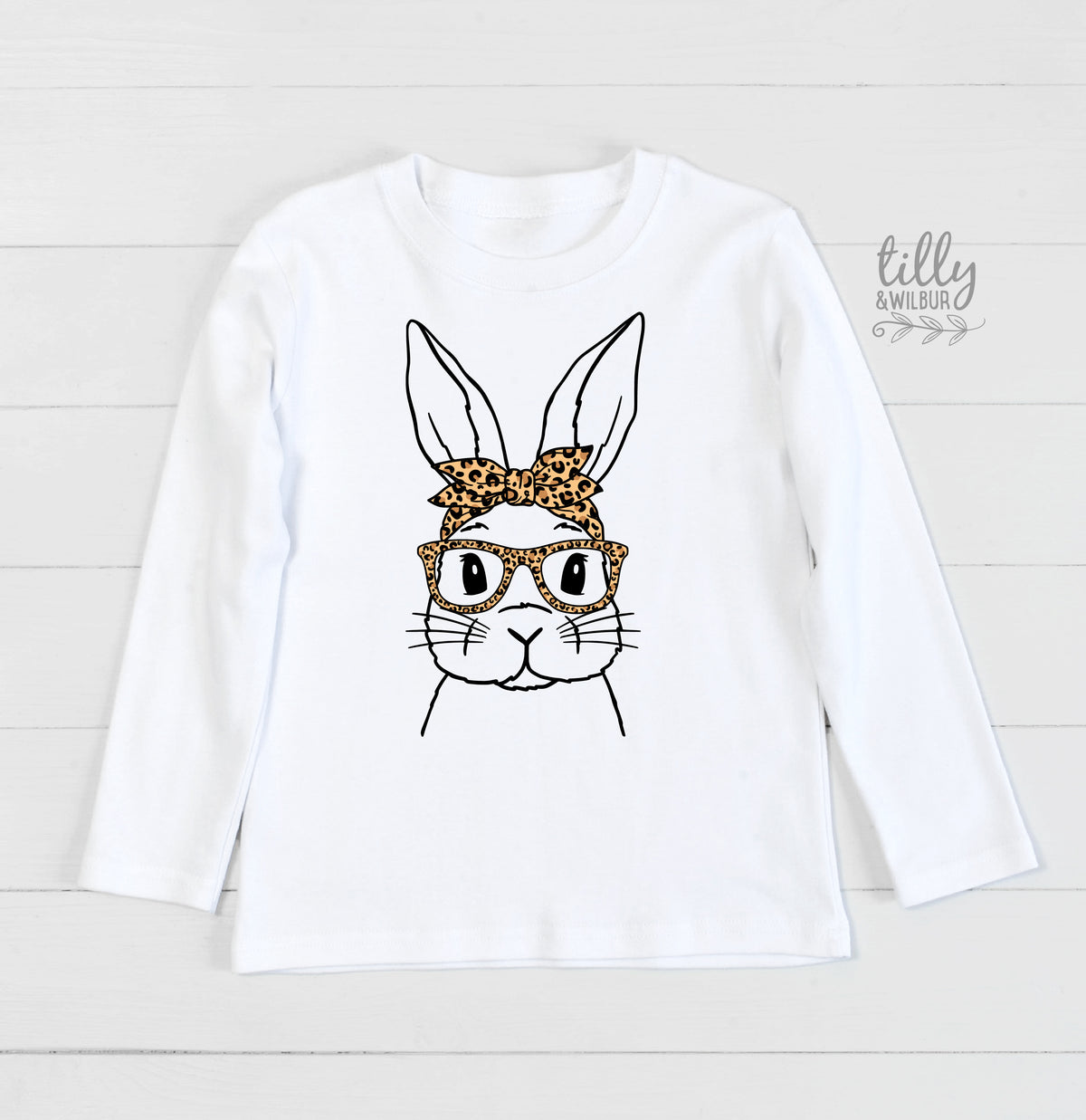 Leopard Bunny Easter Shirt | Women & Girls Easter Bunny Shirt | Cute Easter Outfit | Bunny Glasses Easter Tee