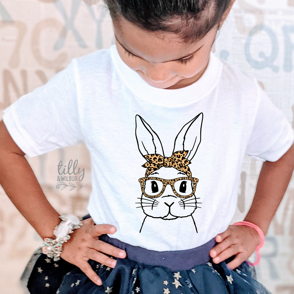 Leopard Bunny Easter Shirt | Women & Girls Easter Bunny Shirt | Cute Easter Outfit | Bunny Glasses Easter Tee