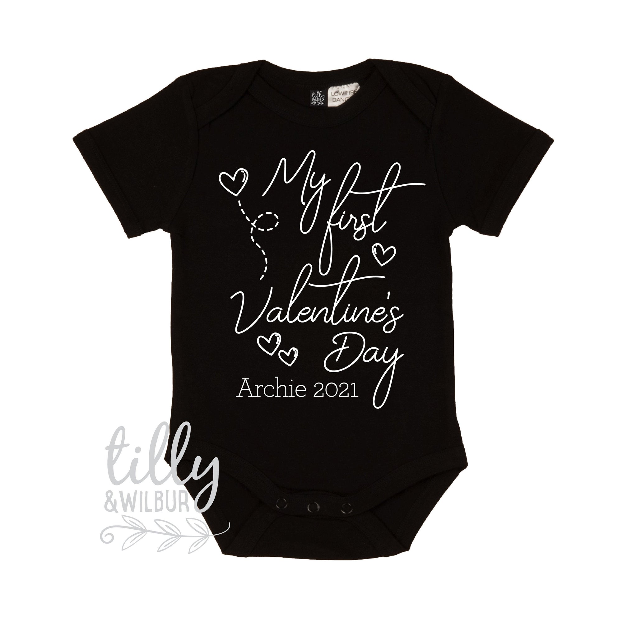 Personalised My First Valentine's Day Baby Bodysuit, Add the Name and Year!