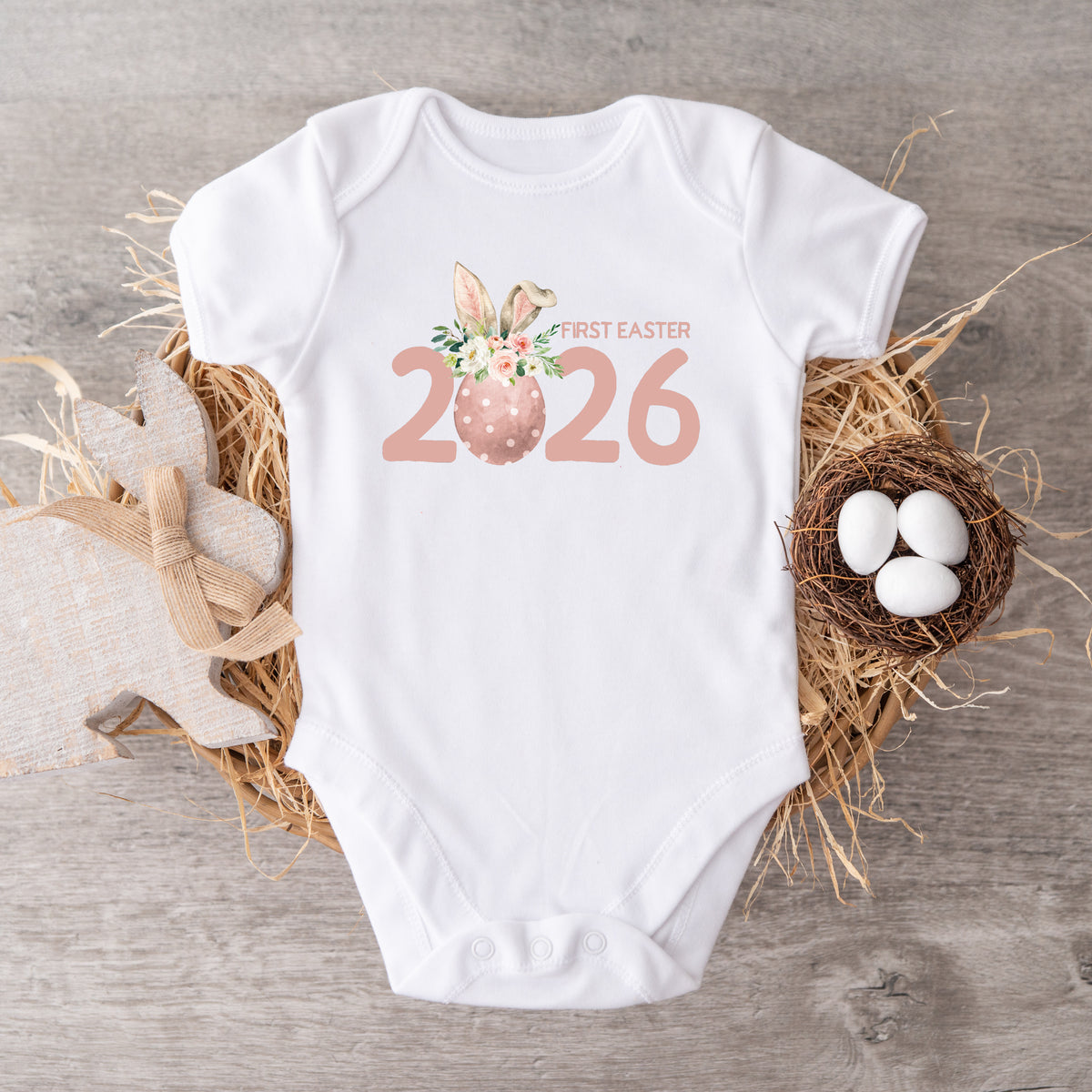 My First Easter 2026 Baby Bodysuit | Bunny Ear Easter Egg Outfit | Baby Easter Outfit