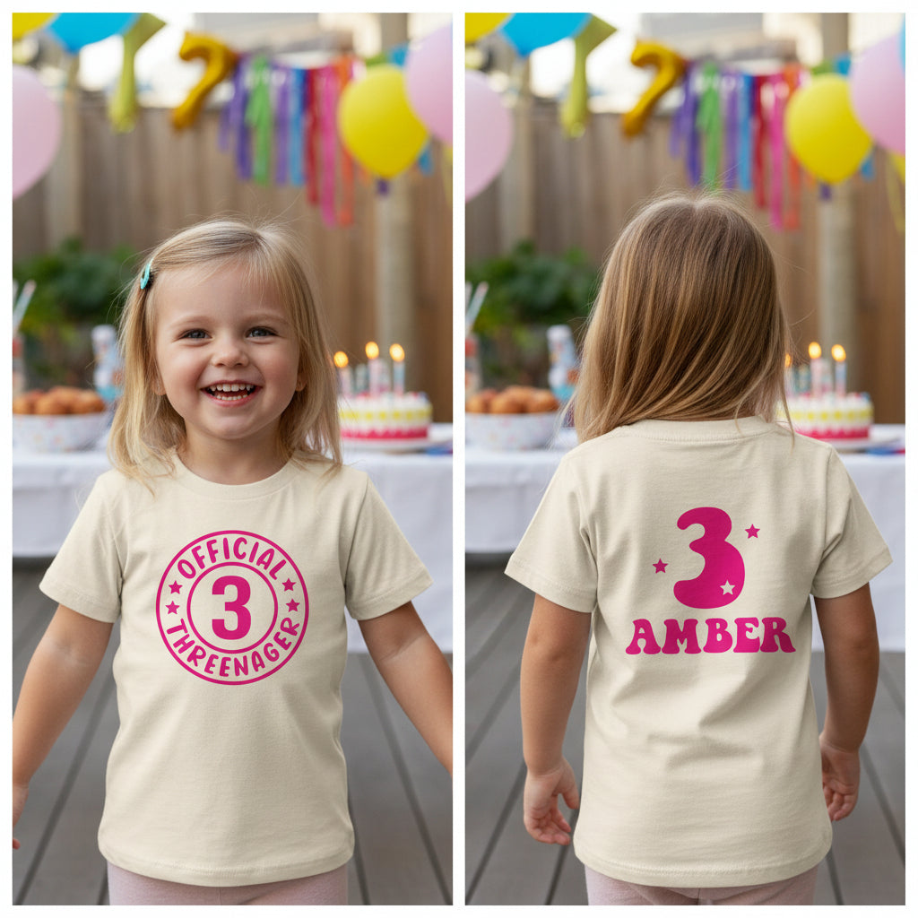 Official Threenager With Custom Back Print MORE COLOURS &amp; STYLES