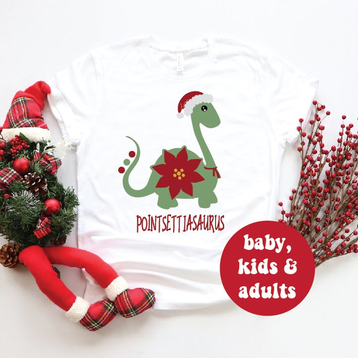 *MORE COLOURS AVAILABLE* Pointsettasaurus T-Shirt, Dinosaur Christmas